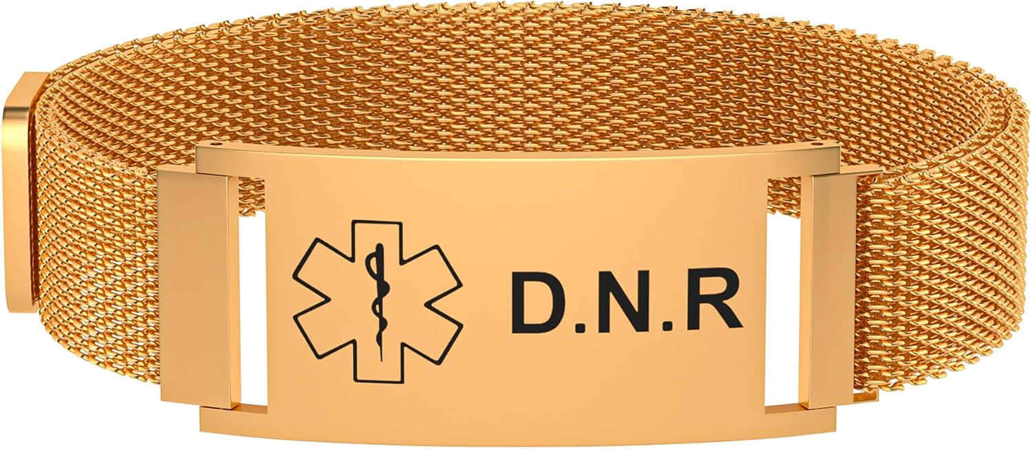Medical Alert Bracelet for Women Men, Medical Alert ID Adjustable Wristband for Diabetic D.N.R Pacemaker Epilepsy