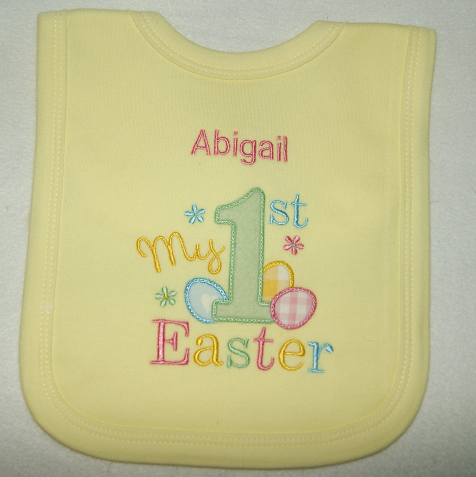 New Baby 1st Personalised Easter Bib. (Lemon)