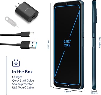 Nokia G50 5G | Android 11 | Unlocked Smartphone | US Version | 4/128GB | 6.82-Inch Screen | 48MP Triple Camera | Ocean Blue