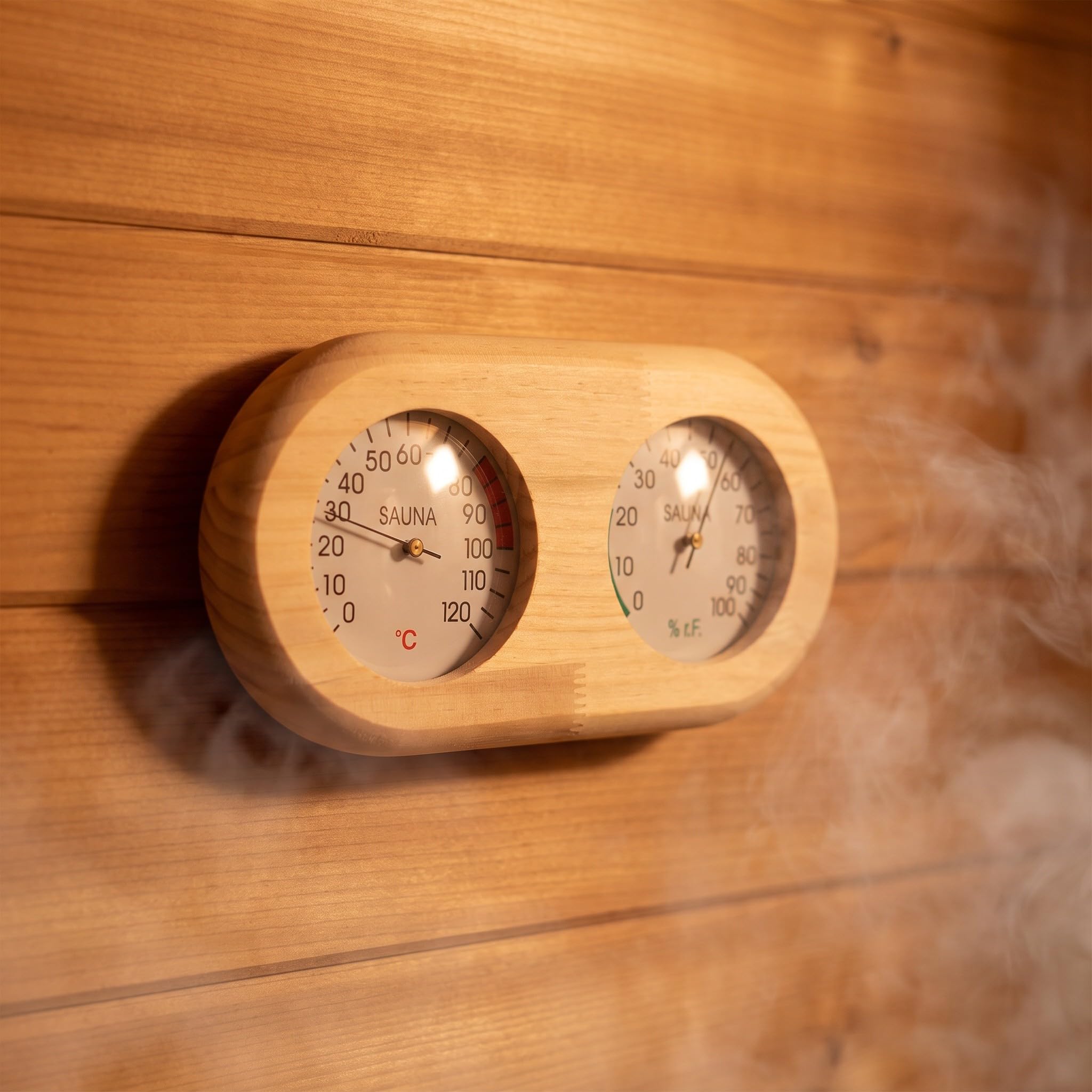 ibasenice Drewniany miernik temperatury i wilgotności do sauny parowej i
