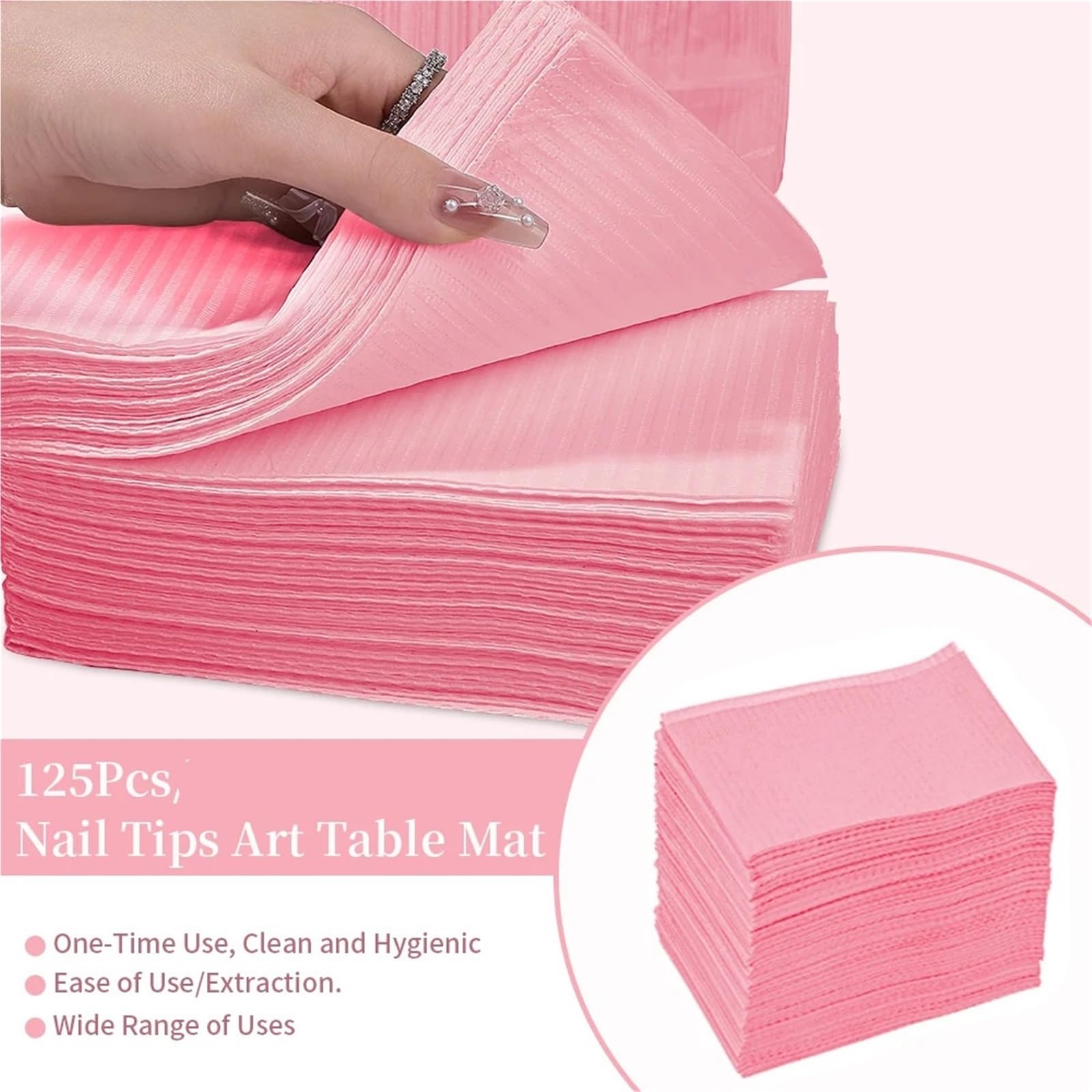 125 pezzi di tappetino for nail art, cuscinetti puliti for unghie, tovaglie impermeabili, strumenti for manicure, accessori, tavolo for tatuaggi(Pink)