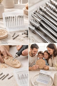 Transformacion 10'lu Mini Gravür Oyma Uç Seti - 3.17 mm Şaft Tungsten Karbür Freze Uçları - Ahşap, Metal, Plastik ve Reçine Şekillendirme, Çapak Alma ve Matkap Uyumlu Hobi Seti 722462
