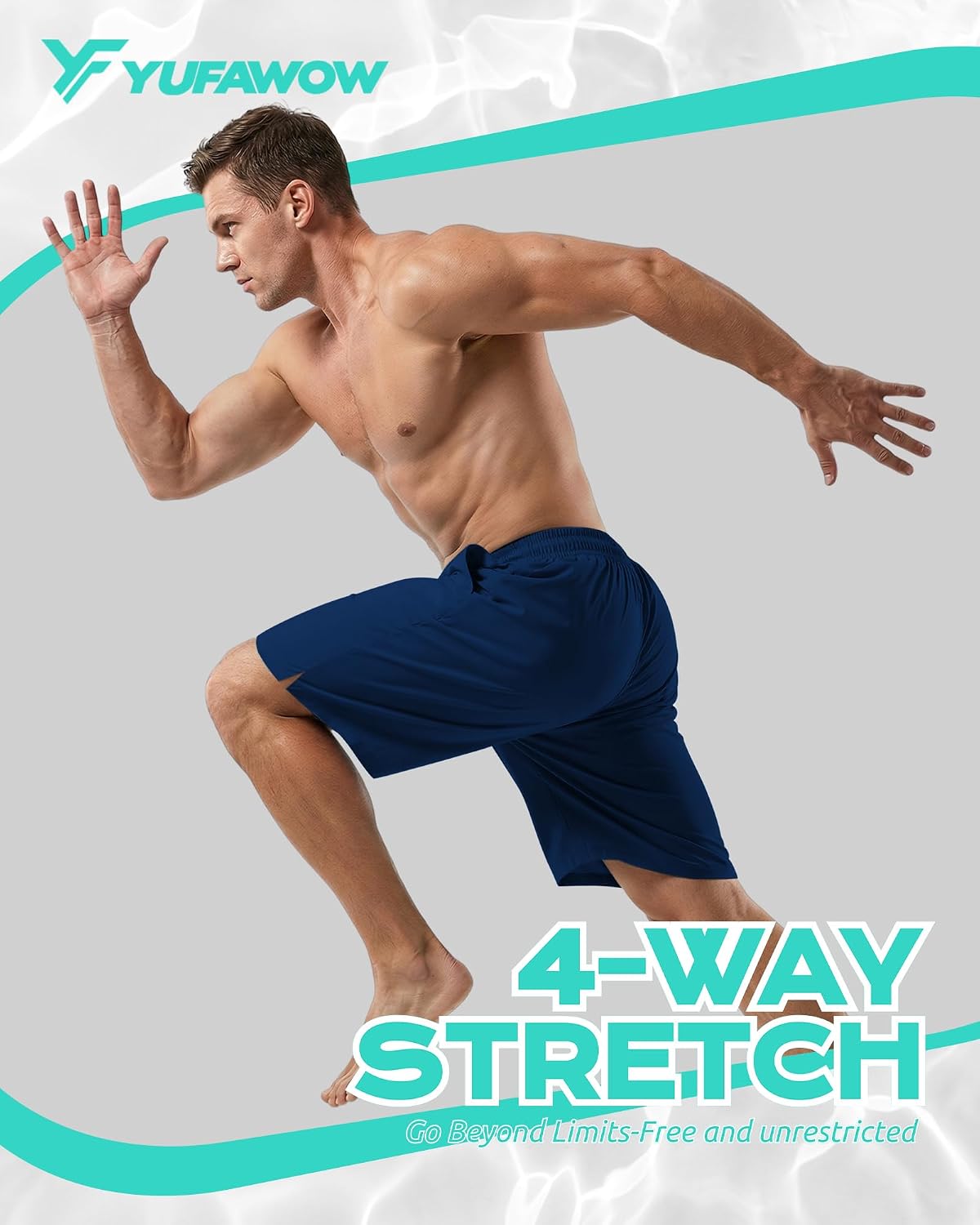Yufawow 9 Inch Men Swim Trunks with Mesh Lining Quick Dry Breathable Pockets for Summer Beach Cruise Water Park Gym Running image 3