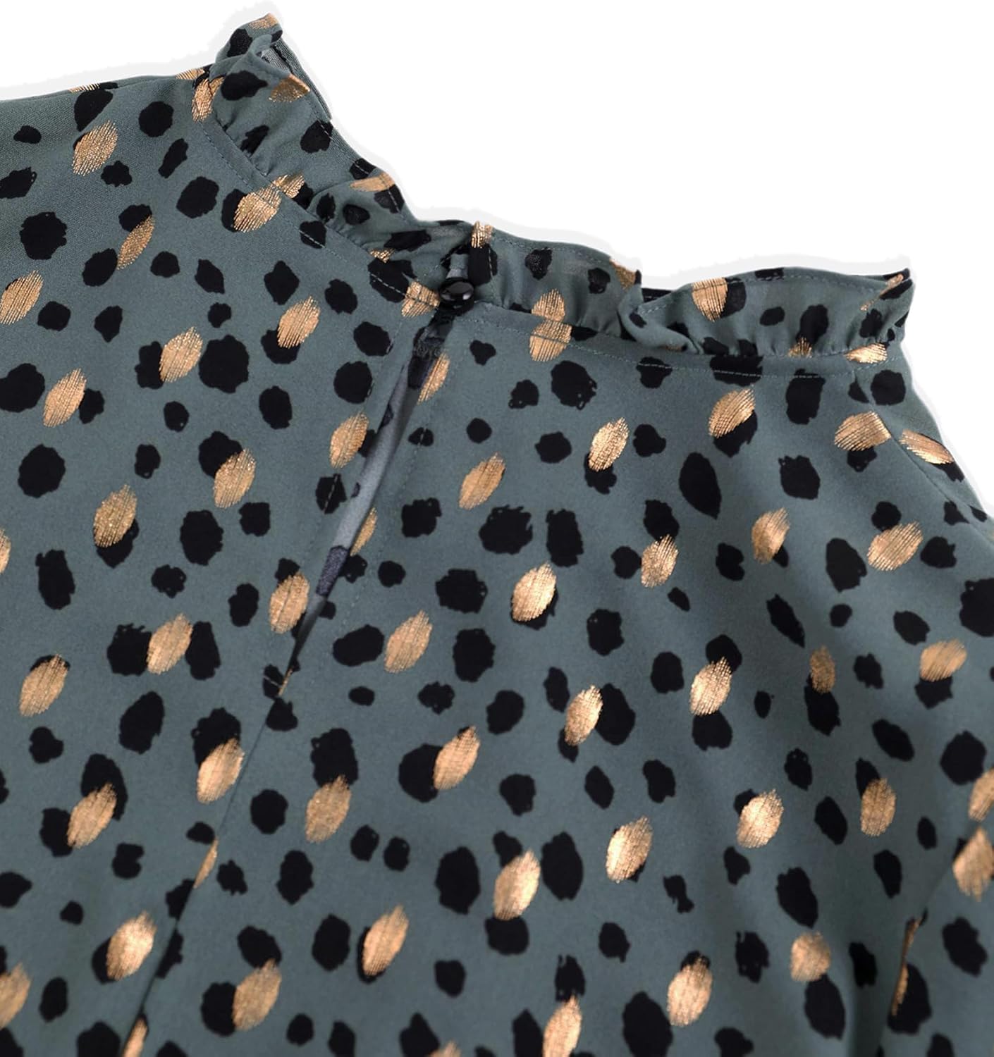 Avanova Women Polka Dot Long Sleeve Blouse Shirts Work Mock Neck Ruffle Top - Image 4