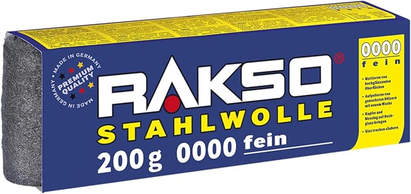 RAKSO Acélgyapot Extra Finom 0000 200g Polírozáshoz Réz Sárgaréz Üveg Tisztításához