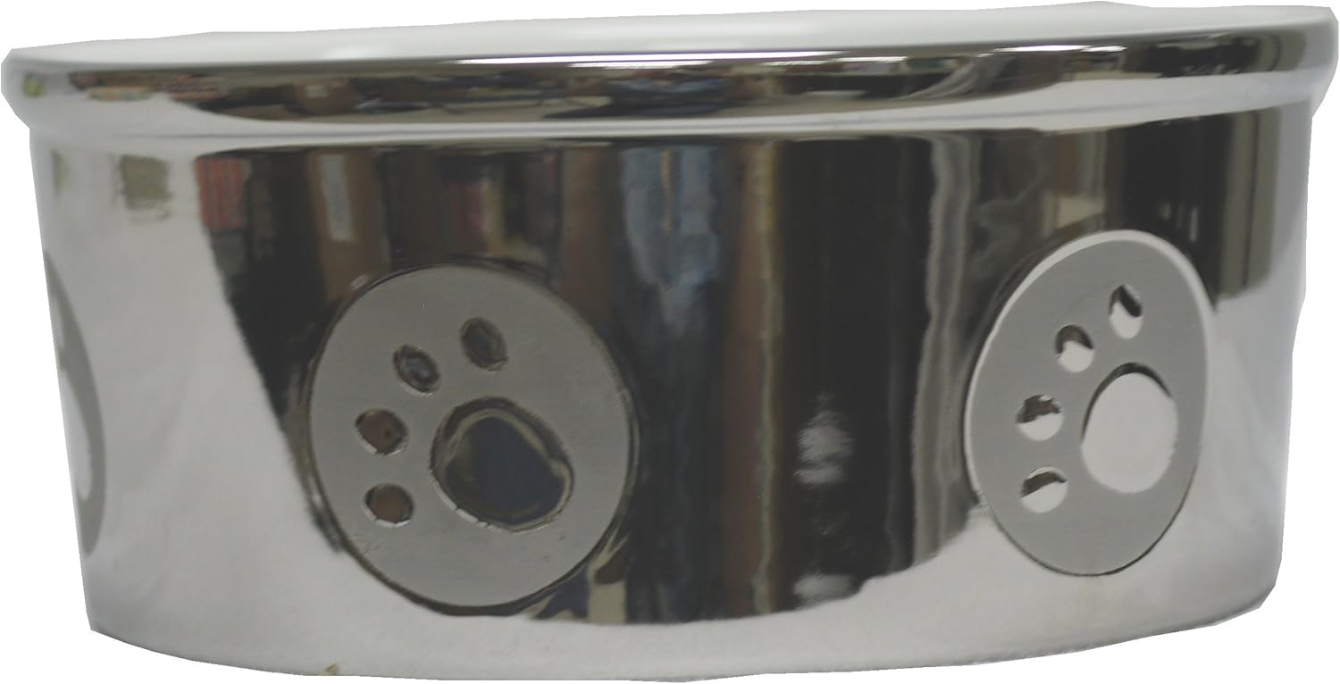 Ethical Pet Products (Spot) Stoneware Paw Print Titanium Dog Dish 7 Inch