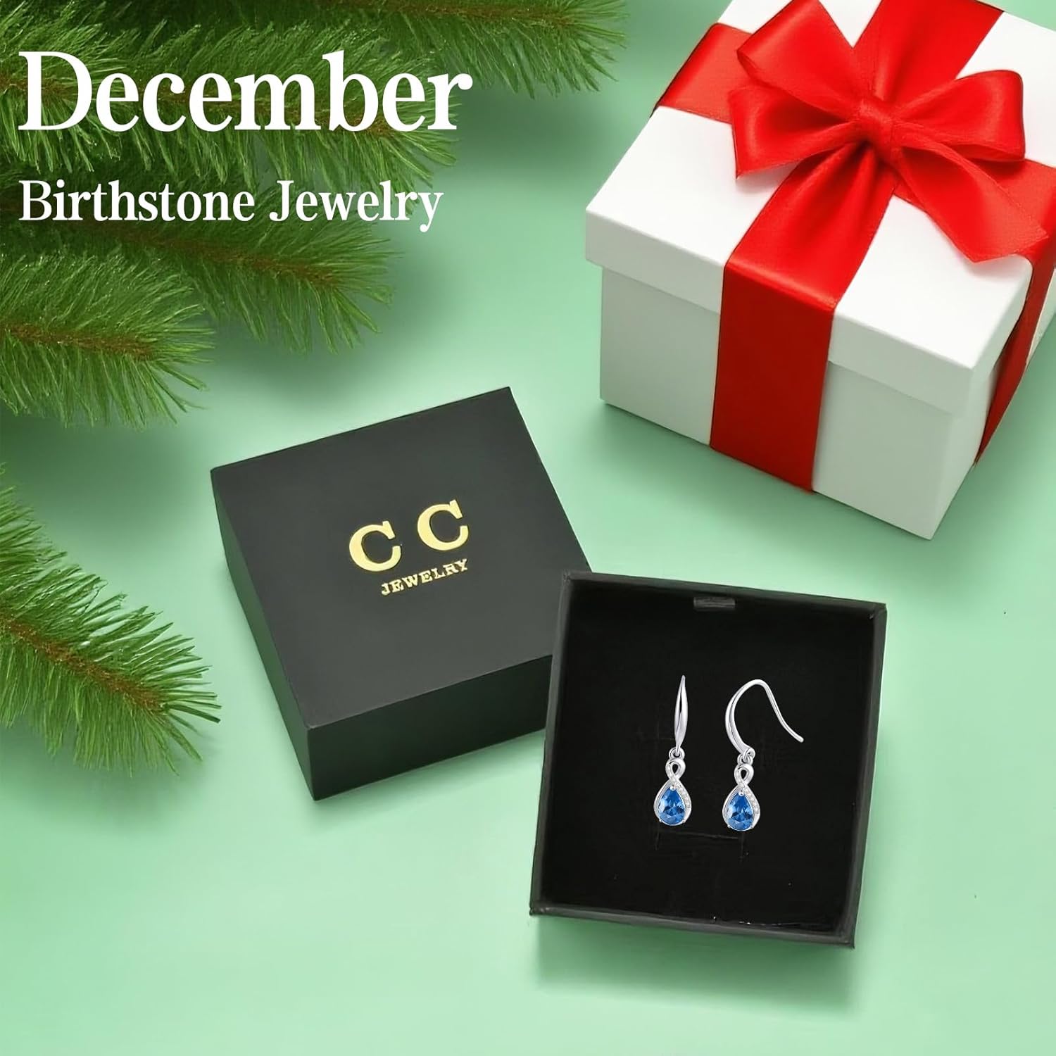 Infinity Birthstone Earrings 925 Sterling Silver Teardrop Infinity Drop Dangle Earrings Birthstone Jewelry Birthday Gifts for Women Her Mother Wife - Image 6