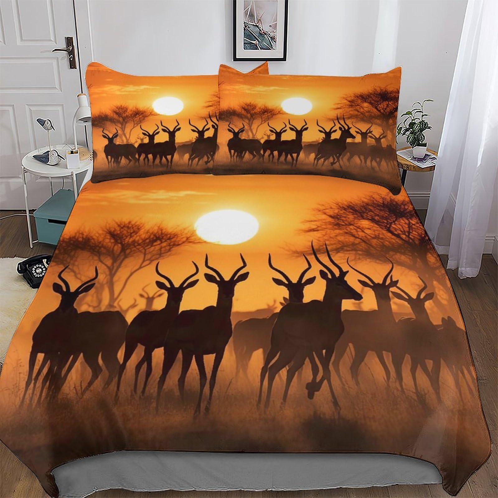 Housse couette microfibre 220x240cm pour literie enfant anti-plis et facile à laver Antilope