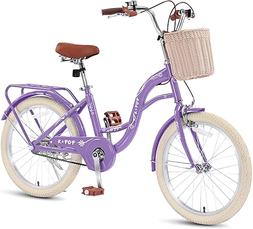 Miniatura 9 de 20 Inch Girls Bike Ages 8-12, 20 Inch Bike with Basket and Kickstand, Single Speed Girls Bikes Kids Bicycle with Front and Rear Brakes, Children