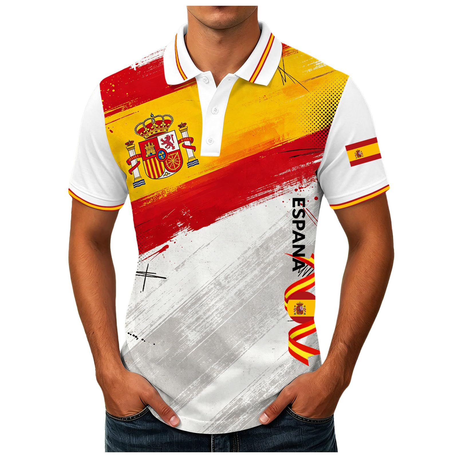 Camiseta afición española Camisetas Manga Corta Hombre España Mundial 2026 Camiseta Futbol Retro Hombre y Mujer Diseño Fan España