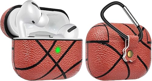 NJJEX Funda para AirPods Pro, funda rígida de piel sintética con llavero, funda protectora portátil para auriculares, compatible con Apple AirPods