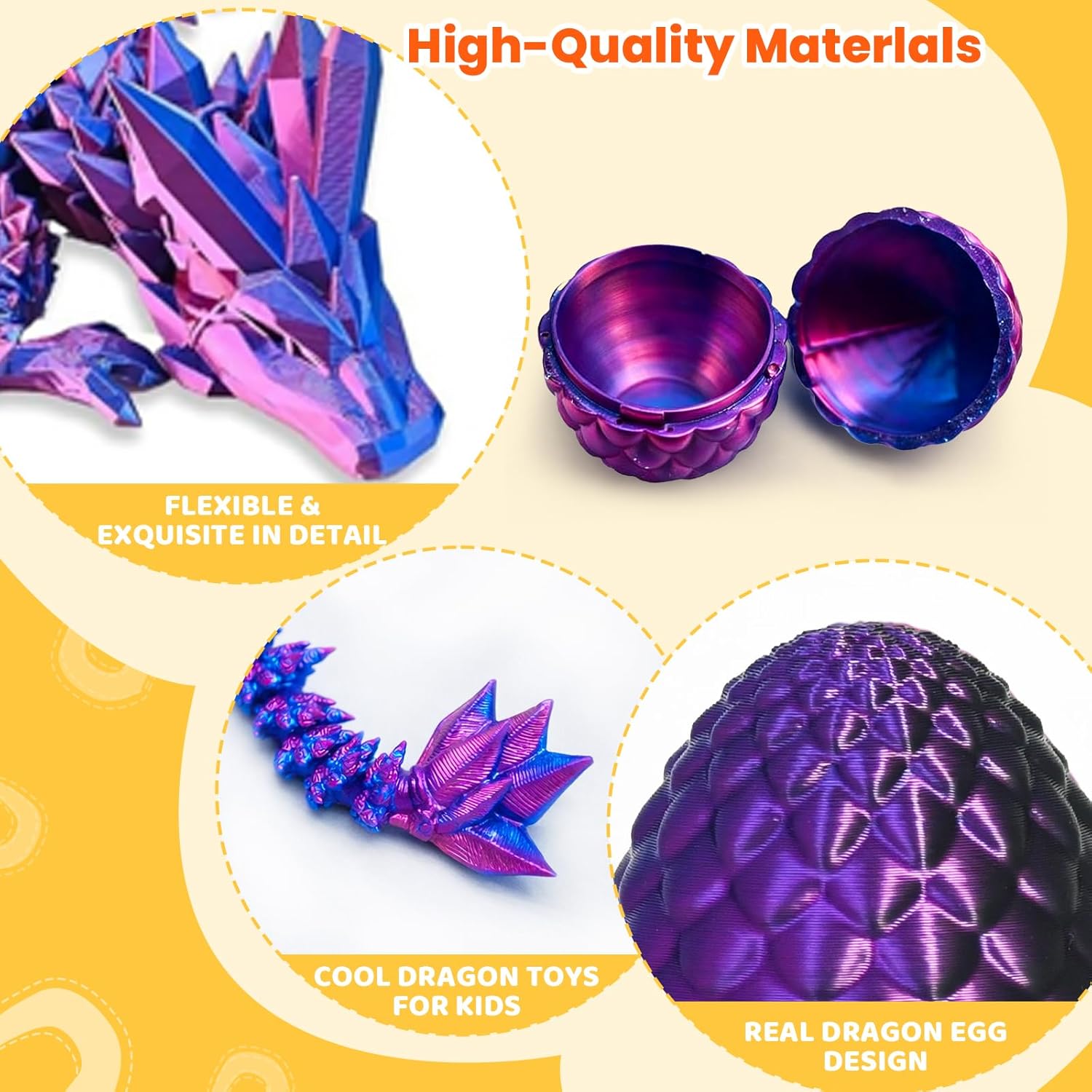 24 PCS 3D Printed Dragon Eggs with Dragon Inside, Prefilled Easter Dragon Egg for Basket Stuffers, Mystery Crystal Easter Toy & Decor, Classroom Prize Supplies, Unique Easter Basket Essentials for Kid - Image 3