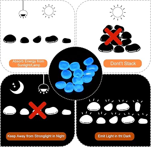 Vista 55 de MECCANIXITY 200 piedras brillantes de 0.512-0.669 in brillantes para decoración en la oscuridad, piedras luminosas, decoración de bricolaje naranja