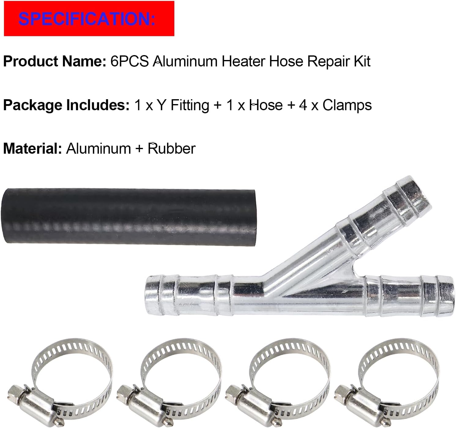 SMMS 6PCS Heater Hose Aluminum Y Connector Repair Kit 47238HP, Heater Hose Connector for Dodge Chrysler Ford Grand Caravan Journey Expedition Navigator 2008-2019, Replaces# 05058551AE 4677603AK