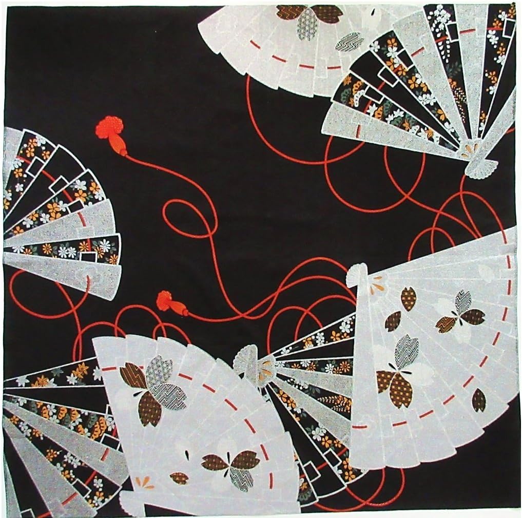 [XXL/43inc] Furoshiki- Japanese Wrapping Cloth/Tapestry- Gold Lacquer/Fun (Black)