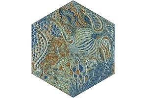 Merola Tile Gaudi React Hex Ocean Porcelain Floor and Wall Tile