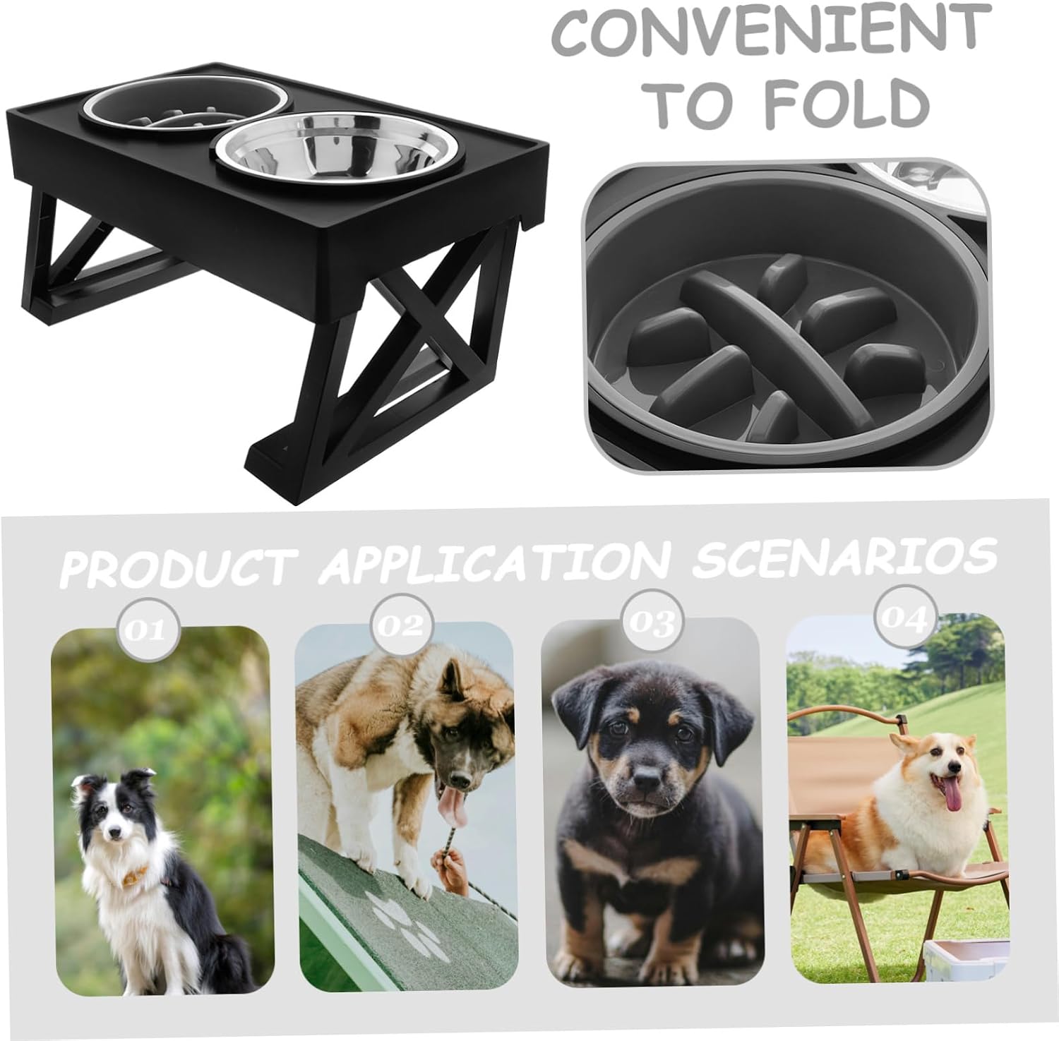 Milisten Pet Bowl Stainless Steel Slow Feeder for Cats and Dogs Dual Function Food and Water Bowls Height -Choke Design for Home and Travel