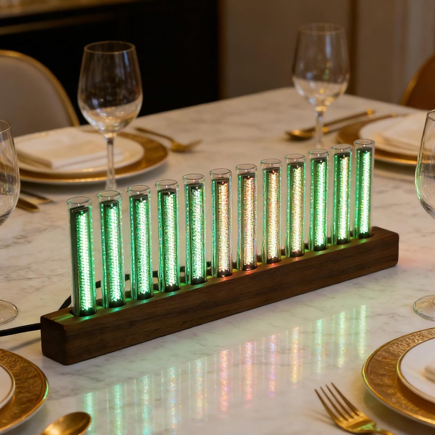 fosa LED Music Spectrum Display, 240 RGB LED Audio Visualizer with AGC Automatic Gain Control, Adjustable Color Brightness Sensitivity, for Home Decor Party Music Event