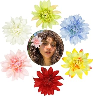 6 Pcs Flower Hair Clips for Women, Large Hawaiian Flower Hair pins | Artificial Flower Brooch Pins, Multi-color Hawaiian Hibiscus Hair Accessories for Beach Party Wedding Bridal Vacation