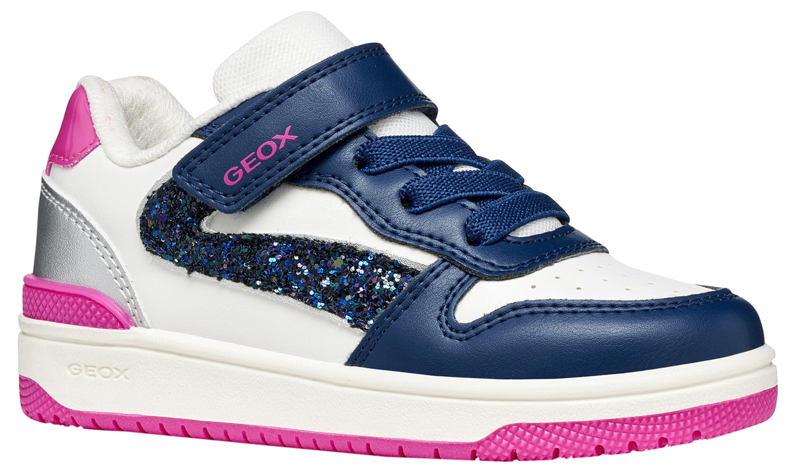 Geox J WASHIBA Girl A Trainers, White/DK Royal, 34 EU