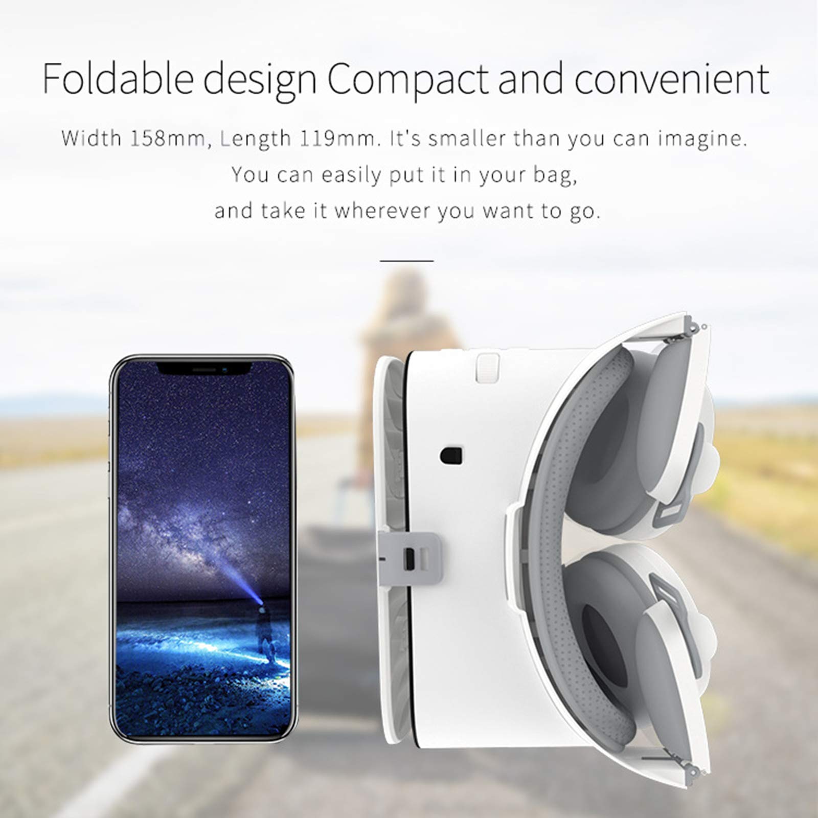 Occhiali VR 3D, HD Realtà Virtuale VR Occhiali con Controller Bluetooth e Cuffie, Realtà Virtuale Visore Adatto per Smartphone 4,7-6,2 Pollici, Compatibile con per Film e Giochi 3D