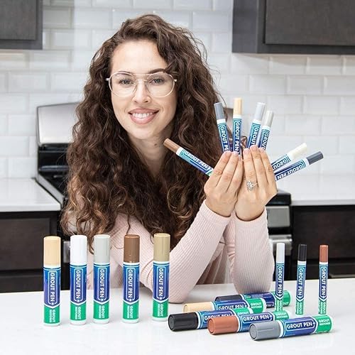 Miniatura 16 de Rotulador de lechada beige para azulejos: pintura impermeable para lechada, colorante para lechada de azulejos y bolígrafo sellador, beige, punta