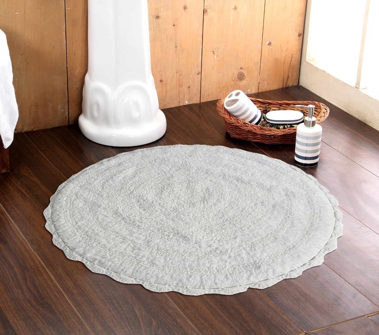 Crochet Lace Reversible Round Semi Circle and Oval Bathroom Rug