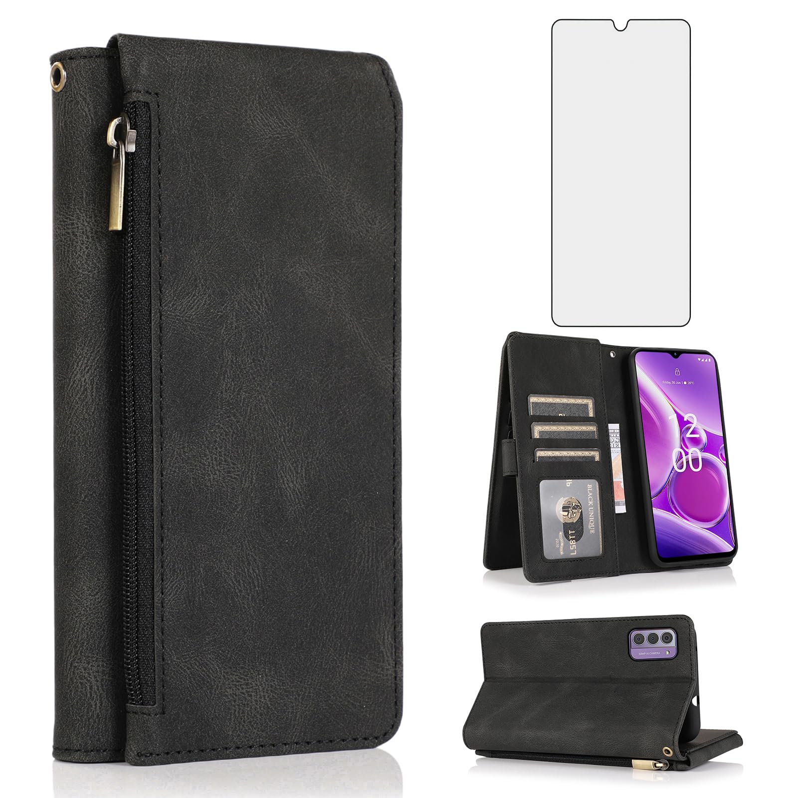 Custodia Portafoglio In PU Per Nokia G42 5G / G310 5G – Con Slot Carte, Chiusura Magnetica E Supporto - 3