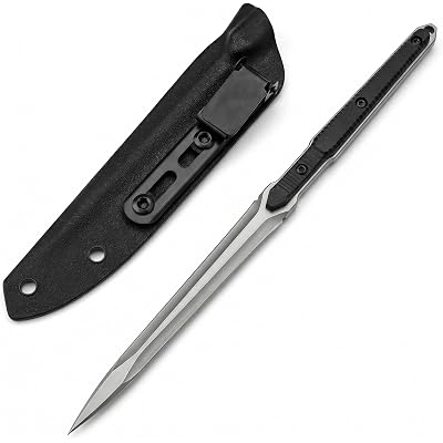 HUAAO 9.4in Tactical Fixed Blade Knife with Sheath, 440C Stainless Steel Black Blade Aviation Aluminum Handle, for EDC Outdoor Tactical Survival Camping Hunting (Silver)