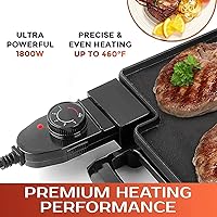 Vista 4 de Plancha eléctrica antiadherente extra grande de 22 pulgadas, placa extraíble, asas extraíbles de tacto fresco y bandeja de goteo deslizante, para 12