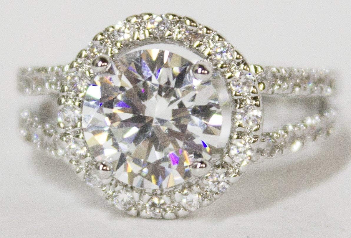 Women's Rhodium Plated Dress Ring Circle Brilliant Cut CZ 110