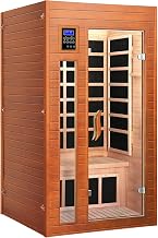 1-2 Person Infrared Sauna, Dry Heat Sauna with Red Light Therapy, Bluetooth, Radio, 7-Color Therapy Light for Home, Indoor, Gym, Wellness Center, 36″ x 36″ x 73″