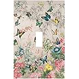 Decorative Switch Covers Plate Rustic Big Flowers Abstract Floral 1 Gang No Device Single Blank Outlet Covers Wall Plate Cover Light Switch Plate Electrical Faceplate for Country Home Decor