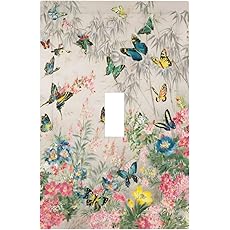 Decorative Switch Covers Plate Rustic Big Flowers Abstract Floral 1 Gang No Device Single Blank Outlet Covers Wall Plate Cover Light Switch Plate Electrical Faceplate for Country Home Decor