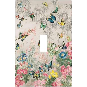 Decorative Switch Covers Plate Rustic Big Flowers Abstract Floral 1 Gang No Device Single Blank Outlet Covers Wall Plate Cover Light Switch Plate Electrical Faceplate for Country Home Decor