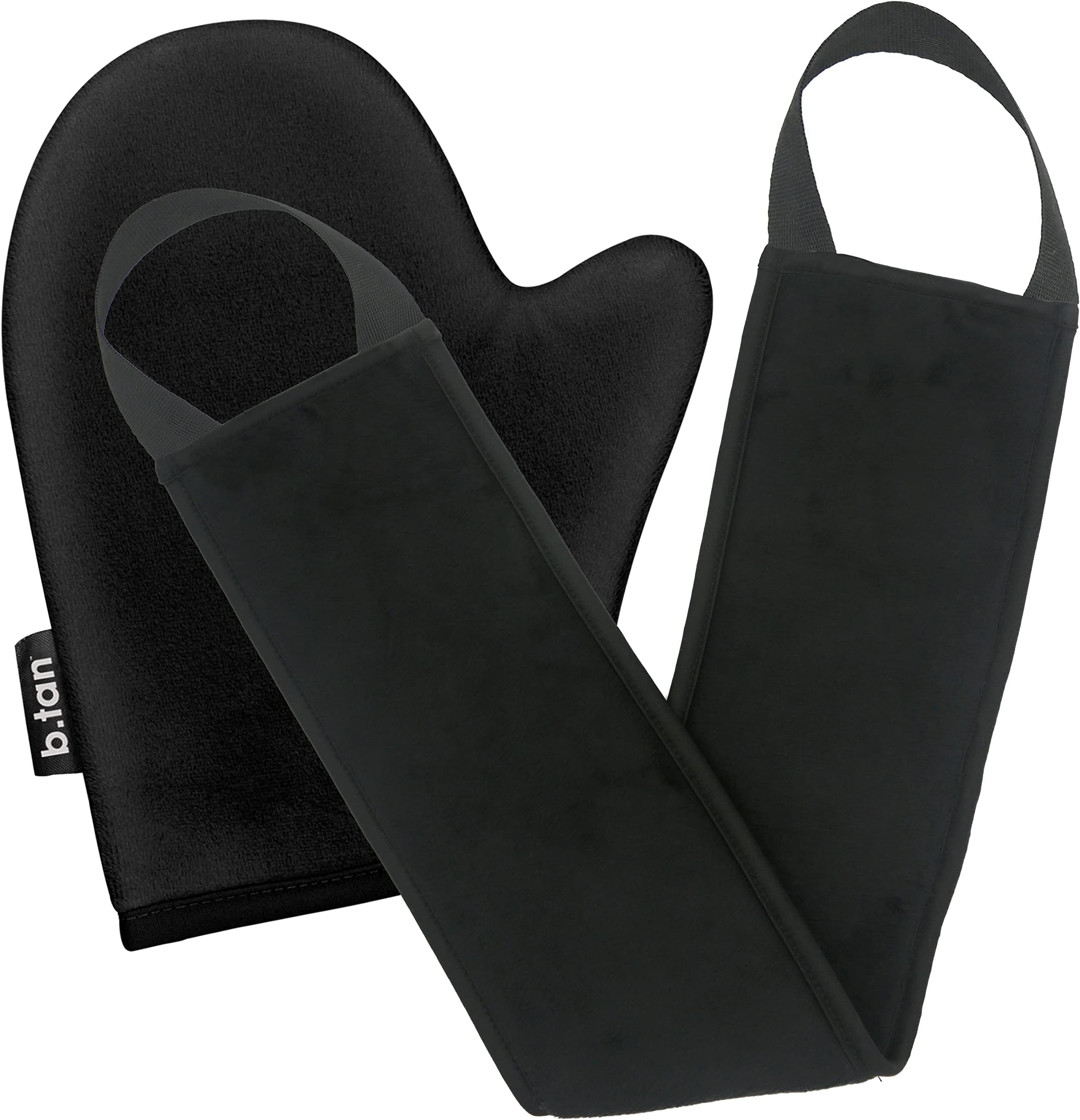 b.tan Back + Body Self Tanning Mitt Applicator Kit | Get Your Mitts on This Bundle - Streak-Free, Velvety Soft, Reusable & Washable Back + Body Applicator Mitt for Self Tan, Lotion, Sprays, Gels