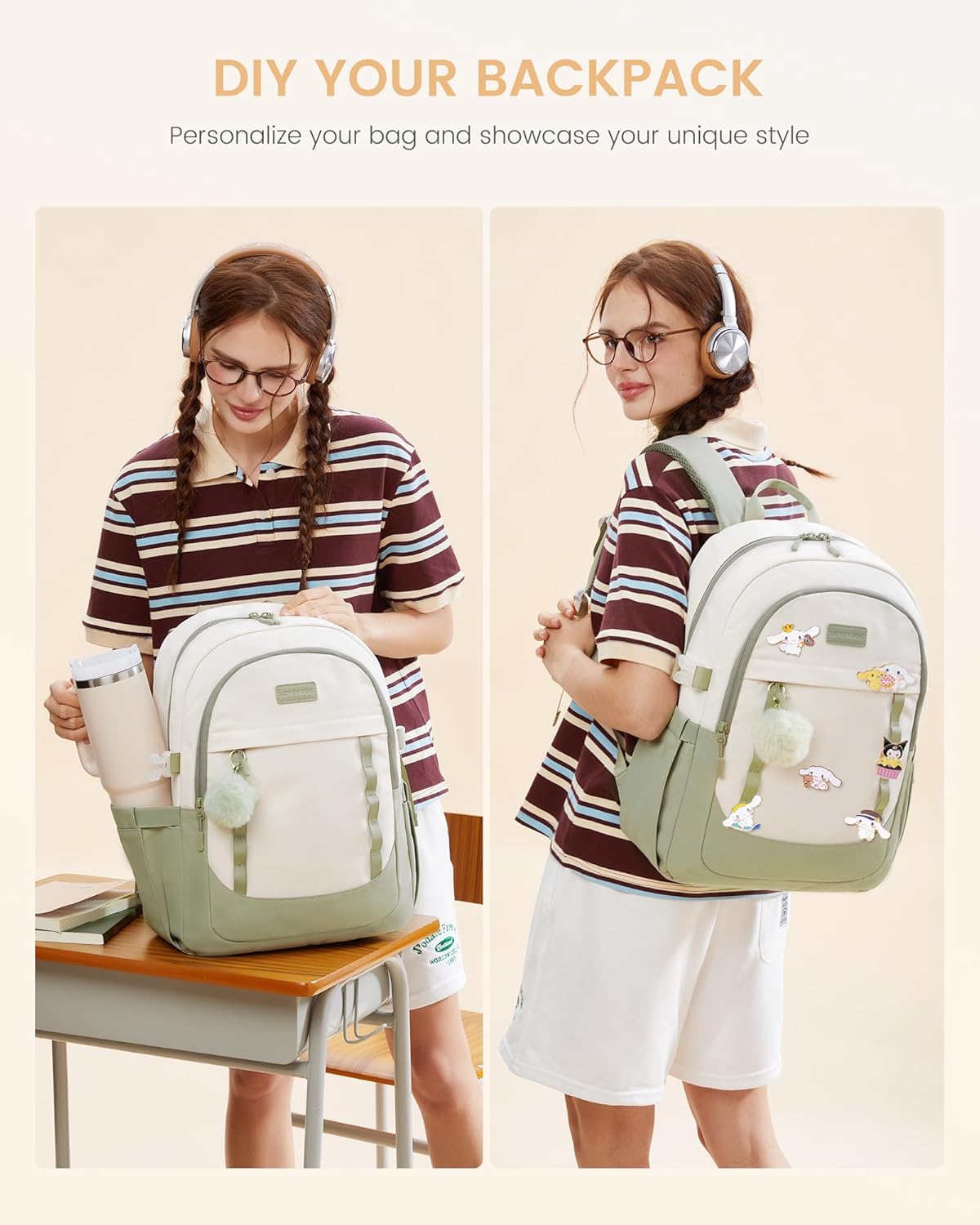 LOVEVOOK School Backpack for Teen Girl, Cute Student Bookbag Fits 15.6 Inch Laptop, Back to School Backpack Purse for Teenagers, Casual Daypack Kid Back Pack Travel Bag, Gift - Image 6