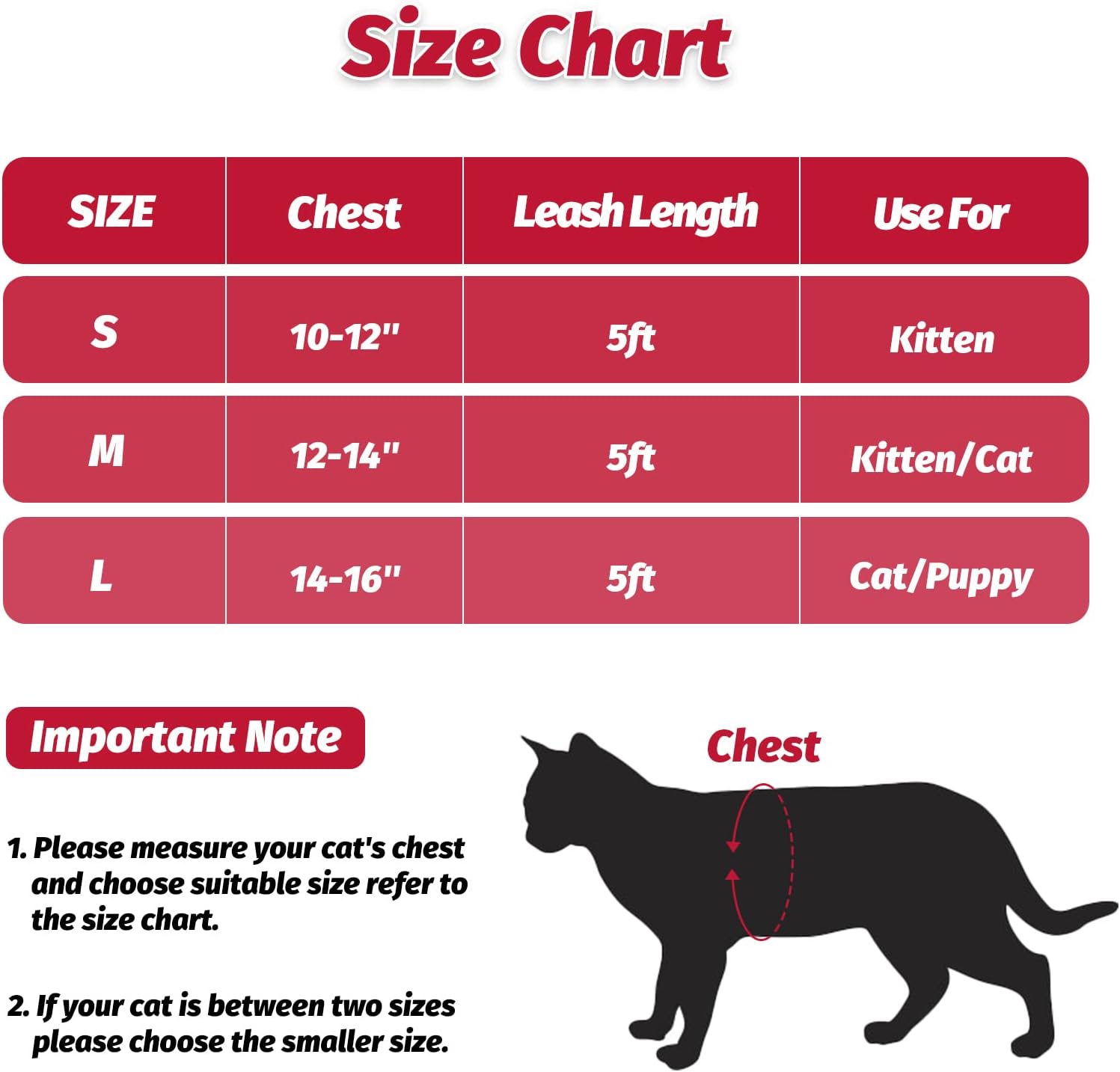 Cat Harness and Leash for Walking Escape Proof, Lifetime Replacement (Medium, Red)