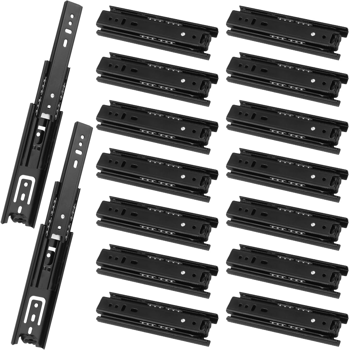 7 Pair 8 Inch Black Soft Close Drawer Slides, Heavy Duty Drawer Slides, Ball Bearing 3 Folds Full Extension, Used in Keyboard Trays, Table Drawers, Shelves, Nightstands, and More, by GENHAKON.