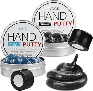 2 Pack Magnetic Slime Putty with Magnet, Soft Magic Slime Hand Putty Fidget Game Stress Relief Thinking Educational Toy with Magnet Gifts for Boys Girls Adults(Blue, Black)