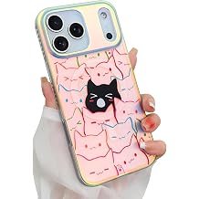 Cute Case for iPhone 17 Pro Max Case, Iridescent & Black Cats