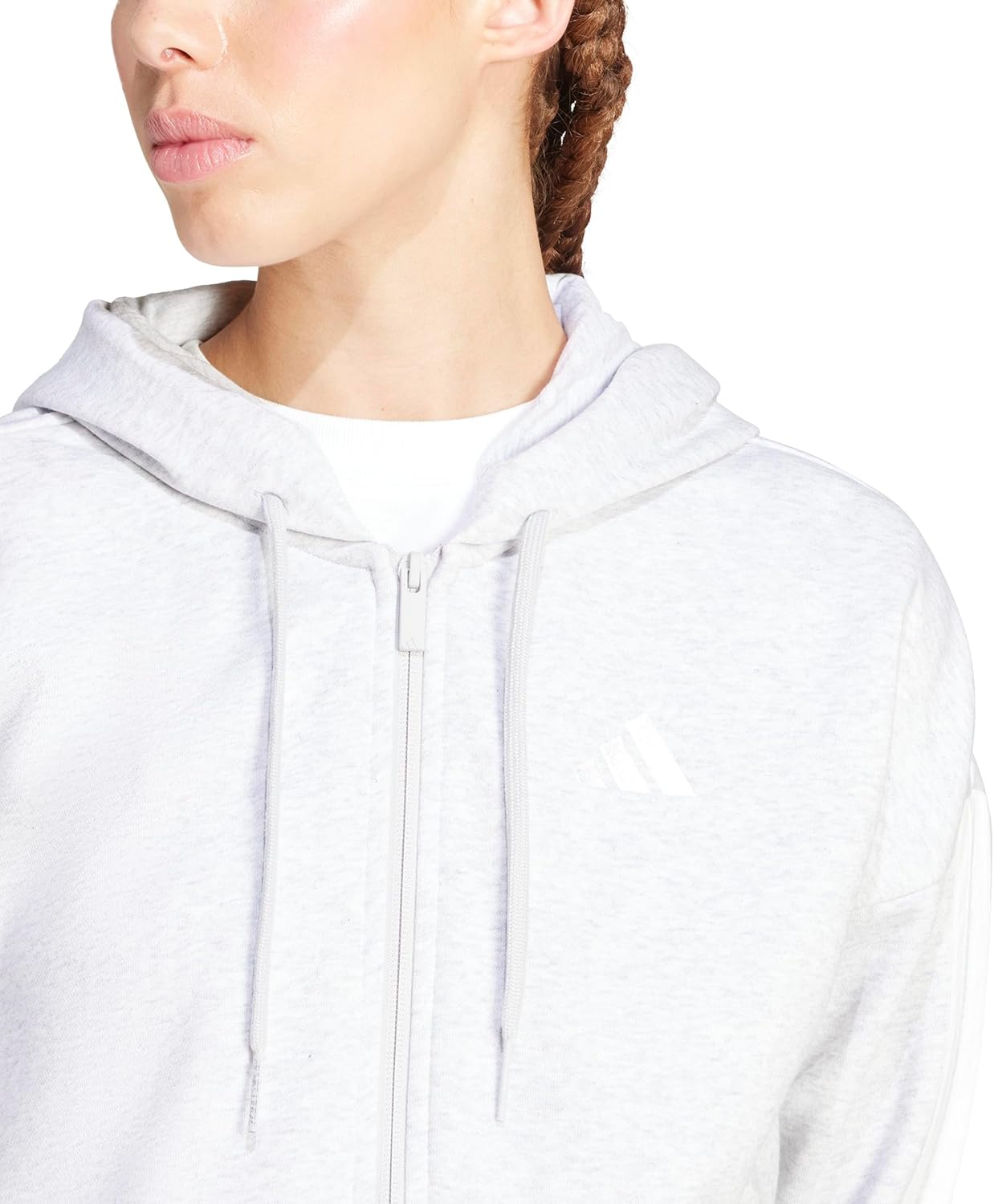 adidas womens Essentials 3-stripes Fleece Full-zip Hoodie - Image 3