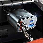 LISEN 車 充電器巻き取り シガーソケットUSB【2026年新・PD45W急速充電・最小4in1設計】しがーソケット USB C + USB L 80cmケーブル PD3.1/QC3.0/PPS対応 車12V/24V対応 ジムニー・プリウス iPhone全機種・Switch・iPad・USB-C端末全対応 バレンタイン ギフト男性 カー用品 ガジェット 便利グッズ 車内 アクセサリー