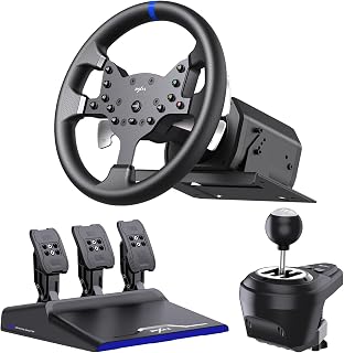 PXN V99 Force Feedback Racing Wheel with Pedals & 6+1 Shifter - Detachable 270/900° Steering for PC, Xbox One/Series X|S, PS4