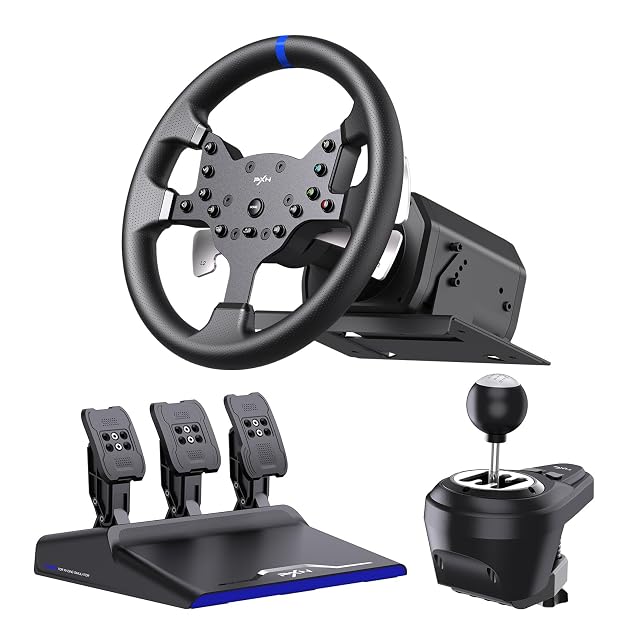 PXN V99 PC Racing Wheel Real Force Feedback Steering Wheel with Pedals and Shifter Detachable 270 900 Degree