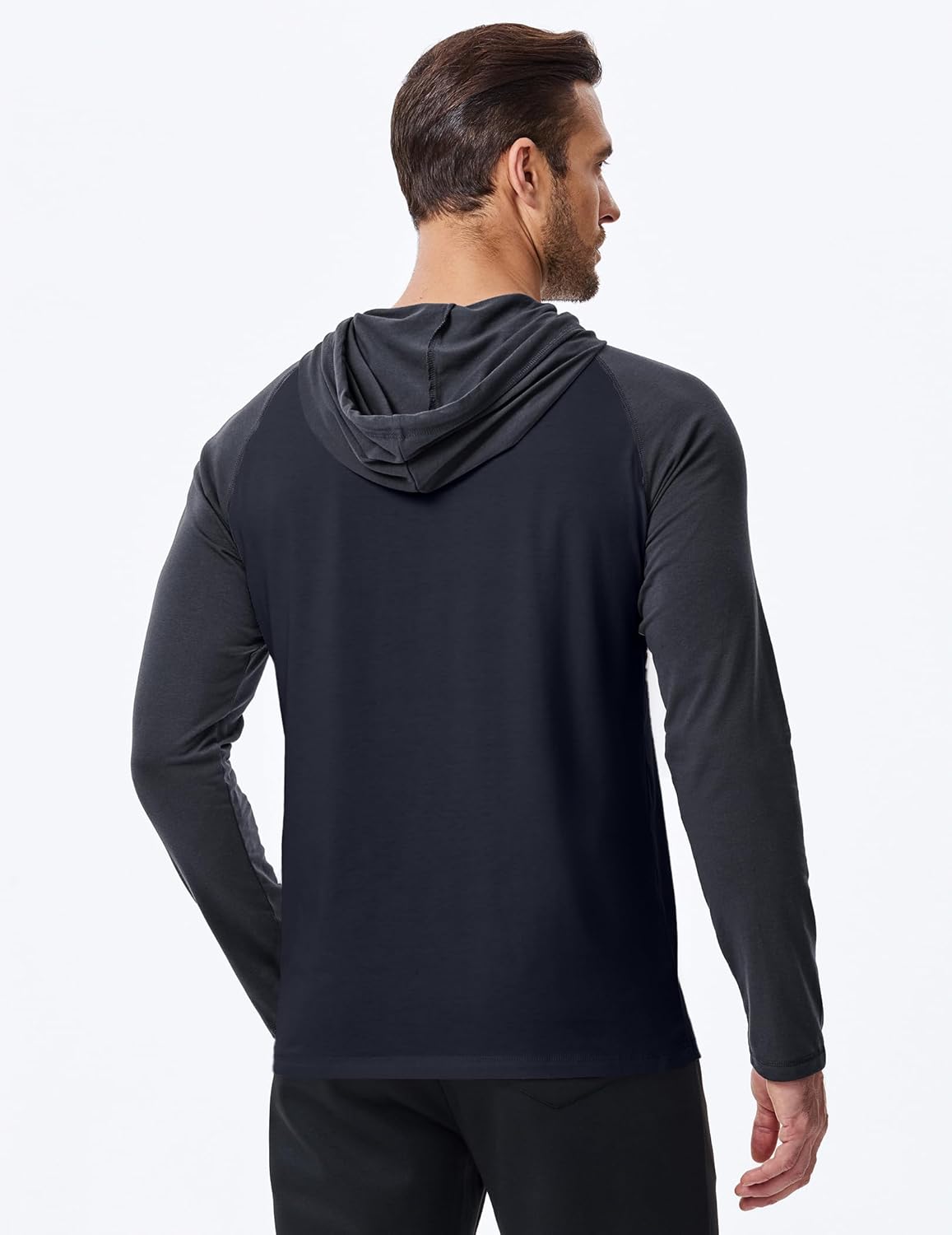 Men's Casual Sweatshirts Fall Hooded Long Sleeve Shirts Drawstring Color Block Pullover Hoodies - Image 3