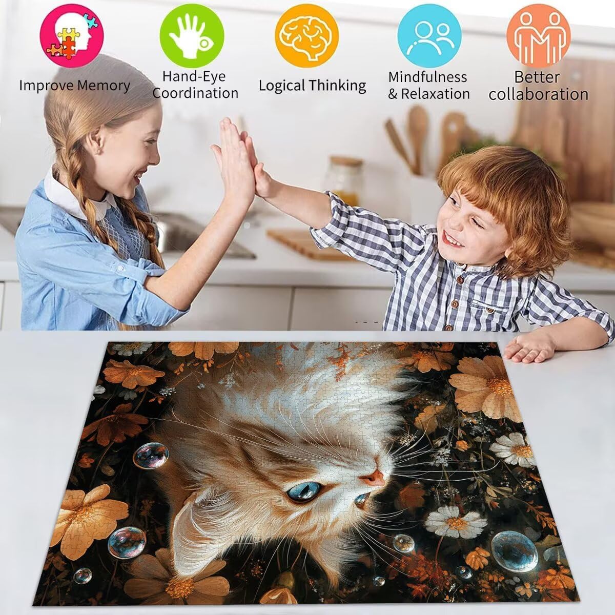 Puzzle Erwachsene 2000 Teile Katze Blume Educa Jigsaw für Kinder ab 8 Jahren Mädchen Jungen, Erwachsene Impossible Klassische Puzzles Schwer, Anspruchsvoll Spielspaß, Als Geschenke 70x99cm t-690