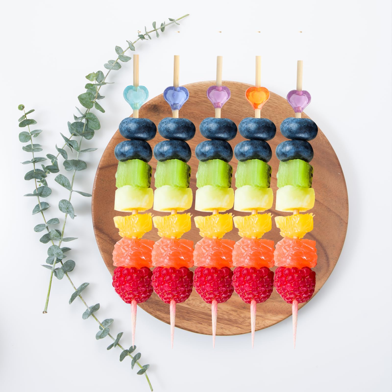100 Picchetti Da Cocktail In Legno A Forma Di Cuore - Stuzzicadenti Colorati Per Finger Food E Decorazioni