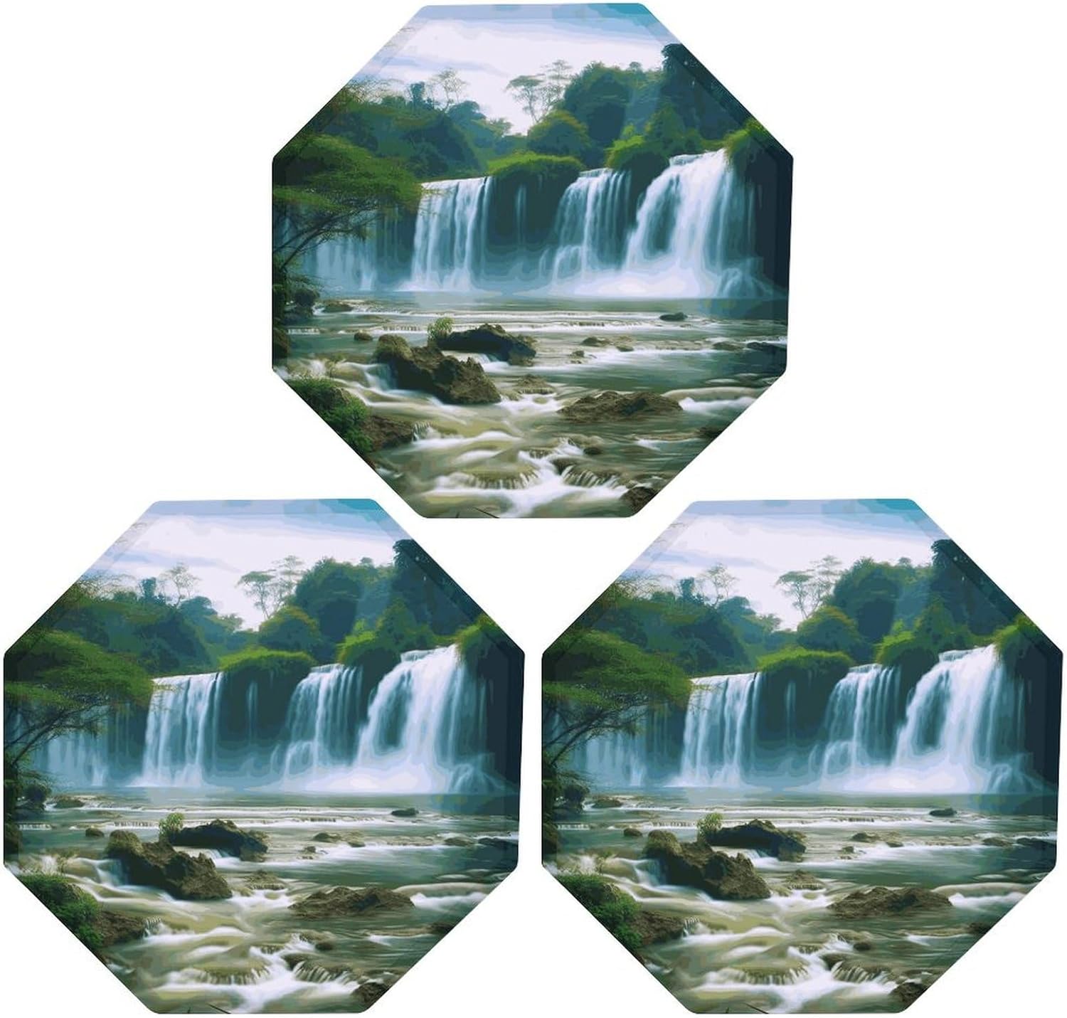 Ctagon Metal Sign for Home, Modern Display Plate for Kitchen, Waterfall Scenery Plates Accent Hanging Wall Decorations 3PCS for Living Room, Bedroom, Hallway, Hotel