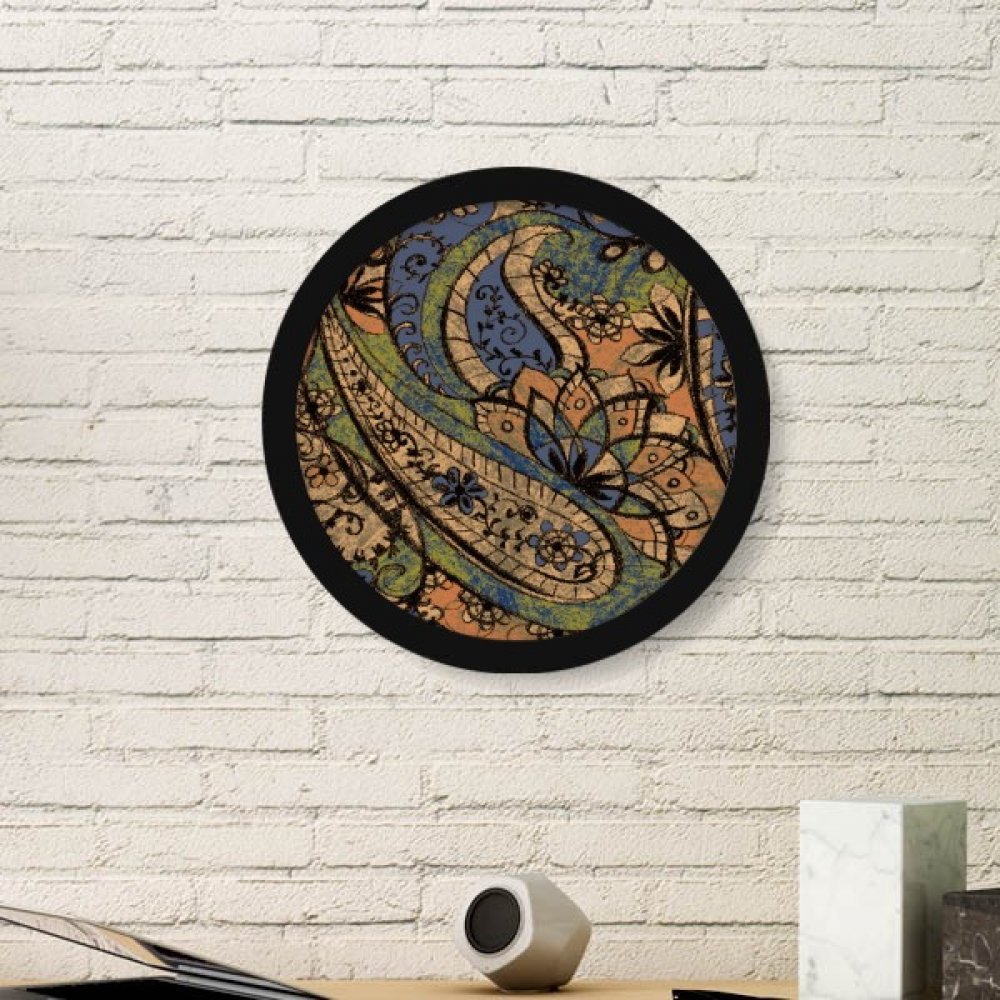 Peintures de lotus cadre noir décoration murale maison et stickers poissons reproductions rondes